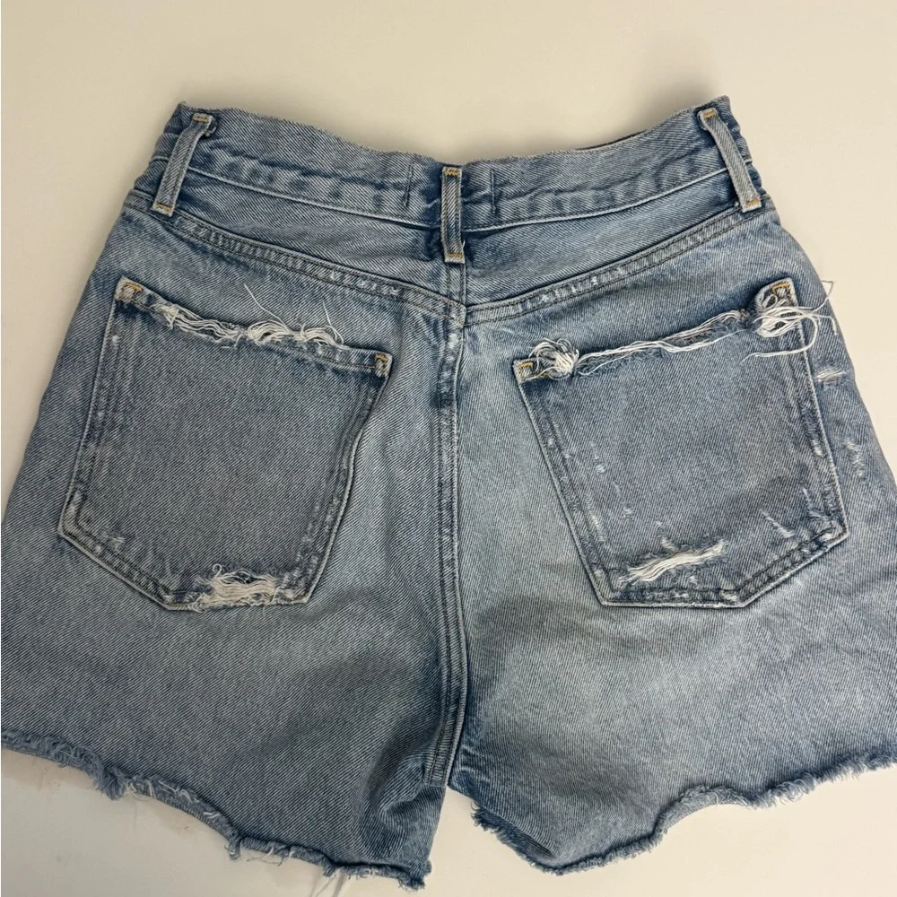 Agolde Dee High Rise Light Blue Distressed Jean Shorts Size 26 - Picture 7 of 7